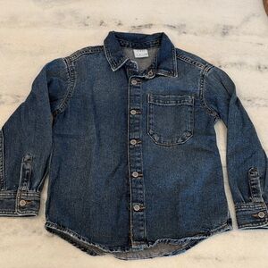 Zara Dark Blue Denim Button-Down Shirt